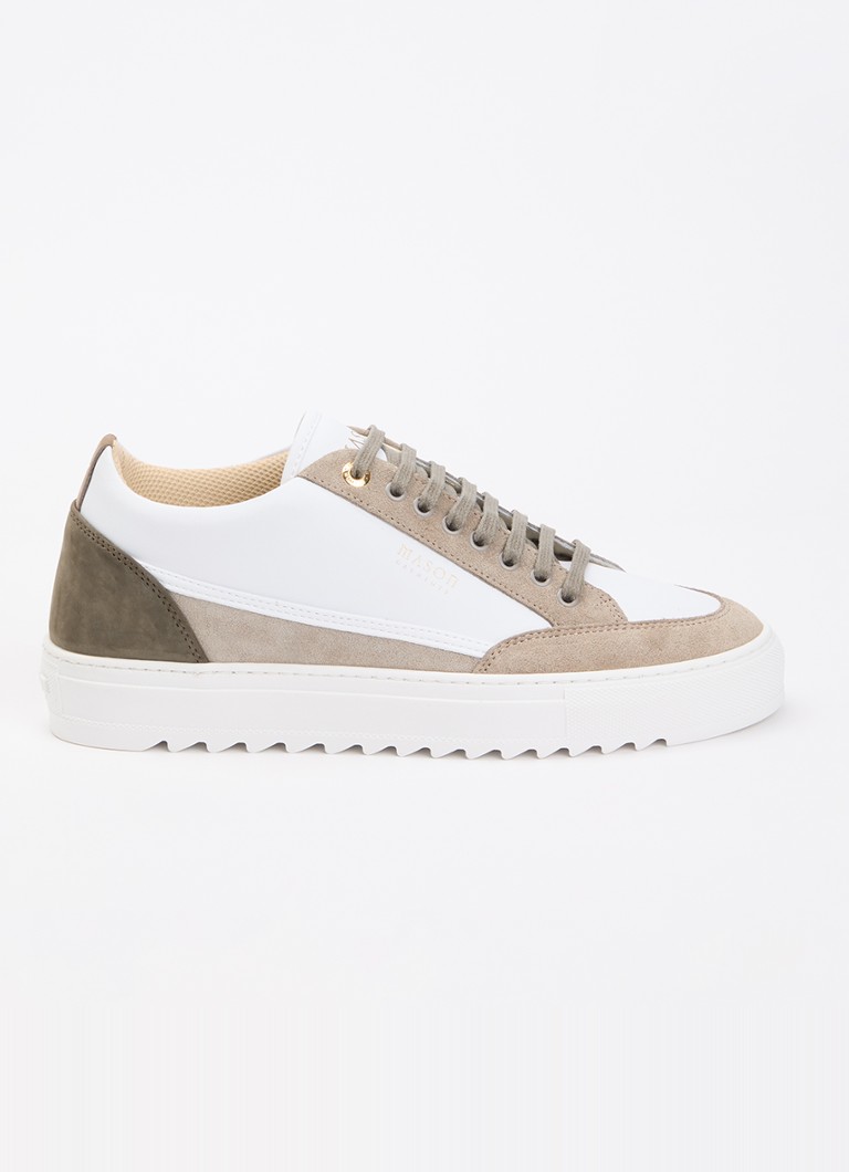 Mason Garments Heren Tia Ludico sneaker van leer met suède details in de kleur Beige, maat: 41