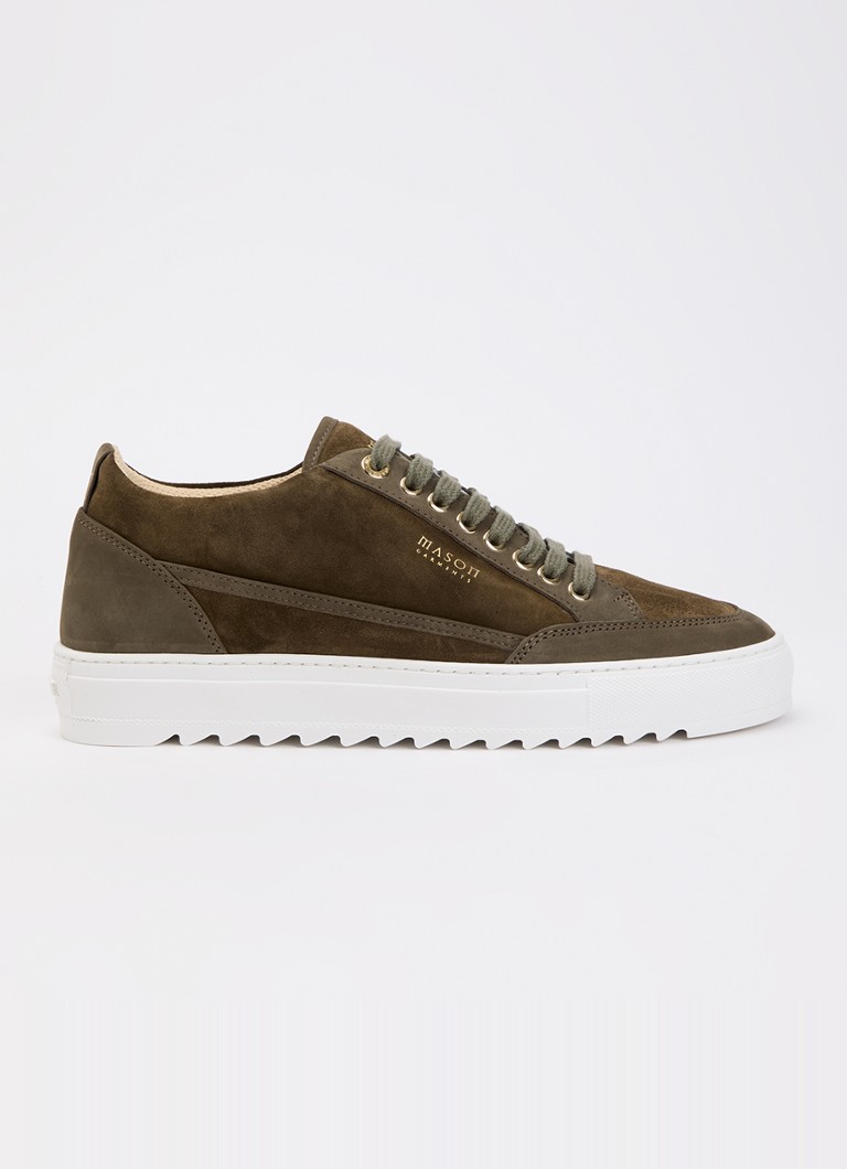 Mason Garments Heren Tia Miscuglio sneaker van suède met details van nubuck in de kleur Bronsgroen, maat: 40