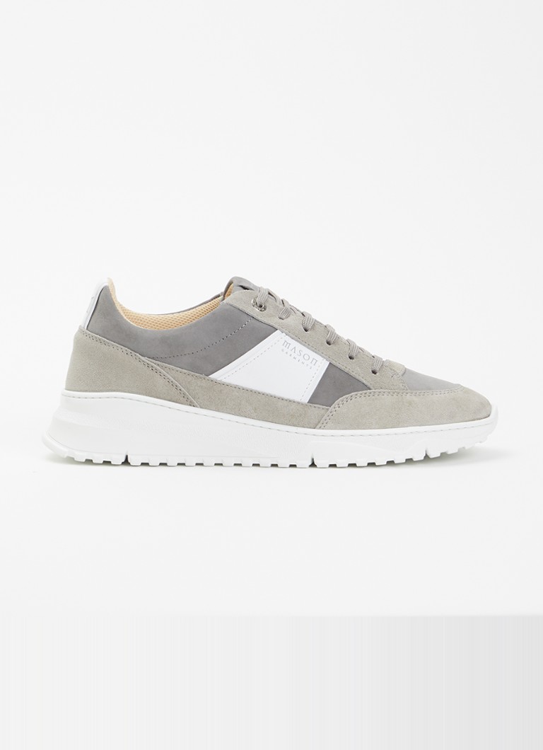 Mason Garments Heren Tia Runner sneaker van suède met details van nubuck in de kleur Grijs, maat: 42