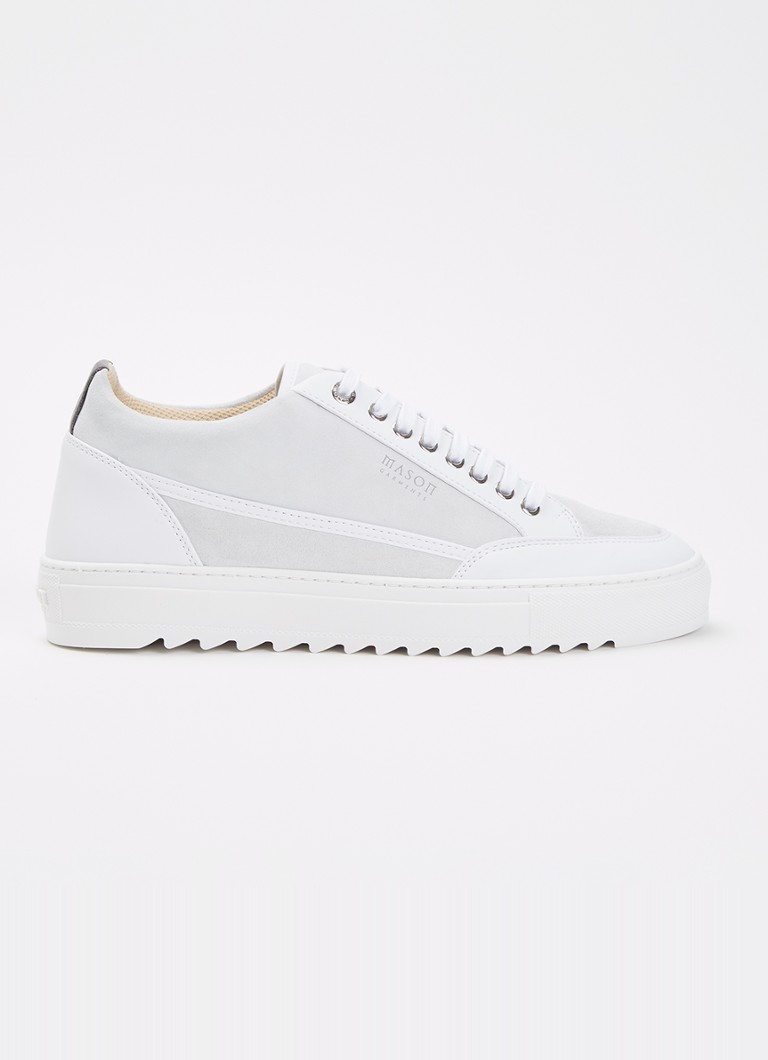 Mason Garments Heren Tia Sport sneaker van suède met leren details in de kleur Wit, maat: 40