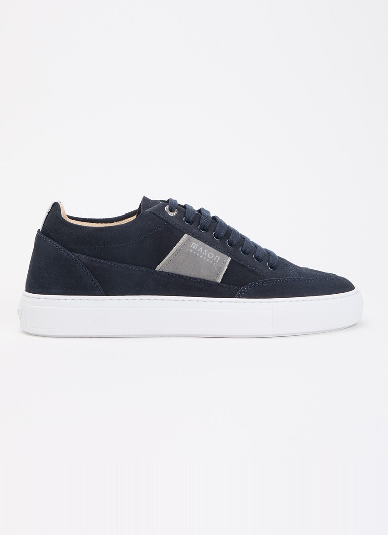 Mason Garments Heren Tia Sport Sarbini sneaker van suède met nubuck details in de kleur Donkerblauw, maat: 42
