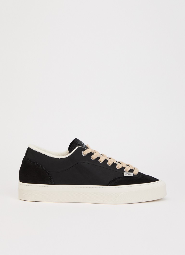 Mason Garments Heren Atlantis sneaker van nubuck met suède details in de kleur Zwart, maat: 43