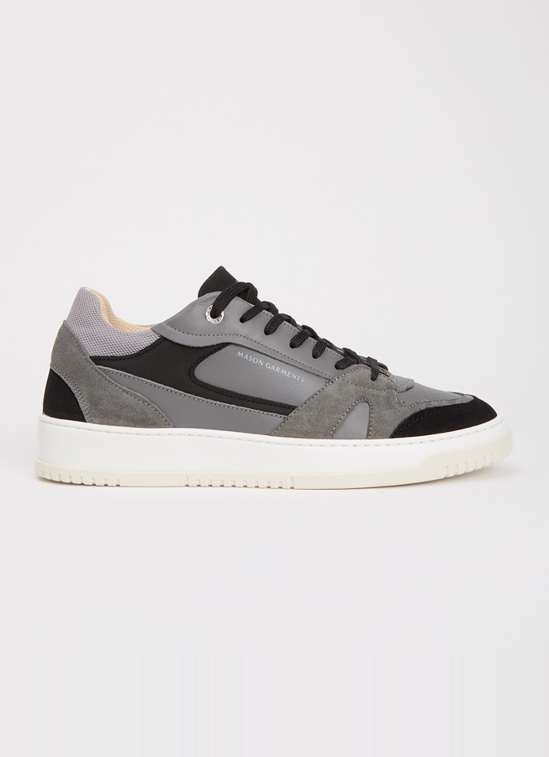 Mason Garments Heren Matera sneaker van leer met details van nubuck en suède in de kleur Donkergrijs, maat: 46