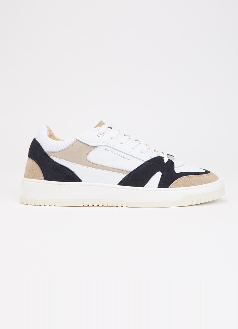 Mason Garments Heren Matera sneaker van leer met details van nubuck en suède in de kleur Beige, maat: 40