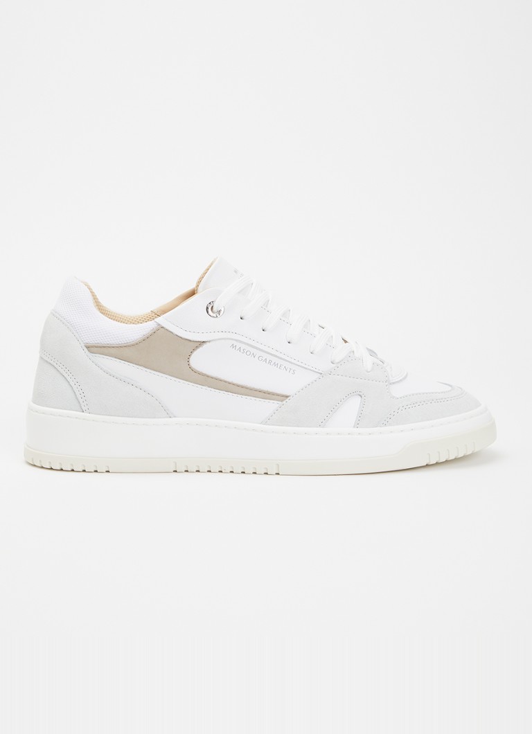 Mason Garments Heren Matera sneaker van nubuck met details van suède in de kleur Gebroken wit, maat: 46