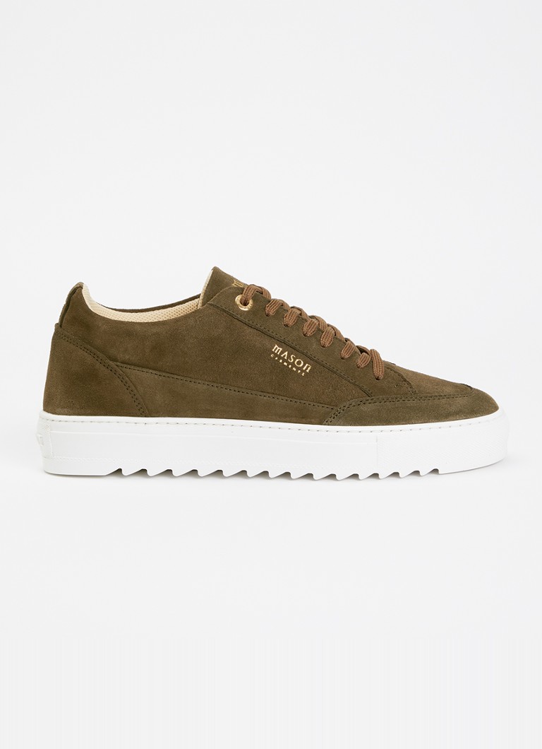 Mason Garments Heren Tia Corporativo sneaker van suède in de kleur Bronsgroen, maat: 41