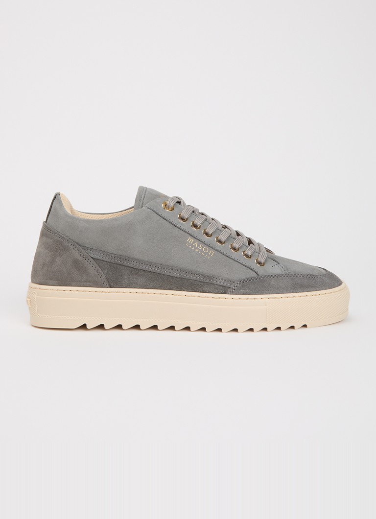 Mason Garments Heren Tia sneaker van nubuck met details van suède in de kleur Donkergrijs, maat: 40