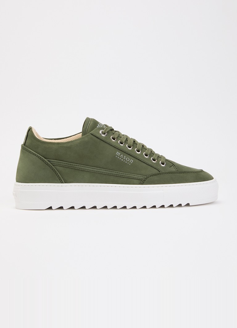 Mason Garments Heren Tia sneaker van nubuck in de kleur Groen, maat: 45