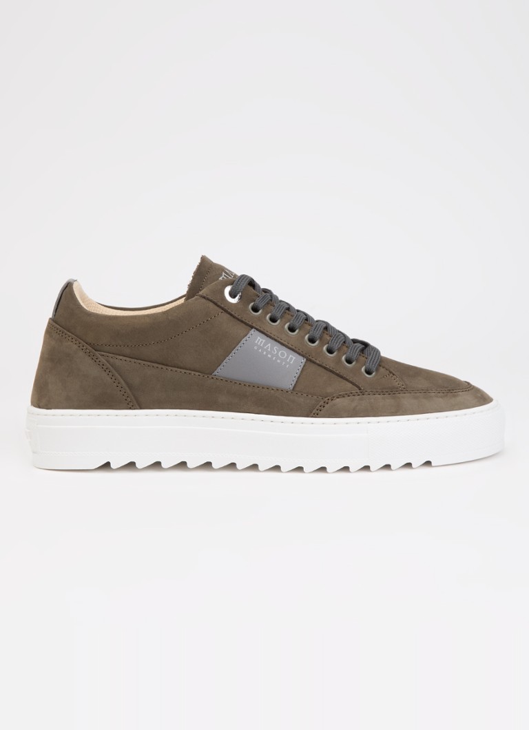 Mason Garments Heren Tia Sport Mescolanza sneaker van nubuck met details van leer in de kleur Olijfgroen, maat: 40