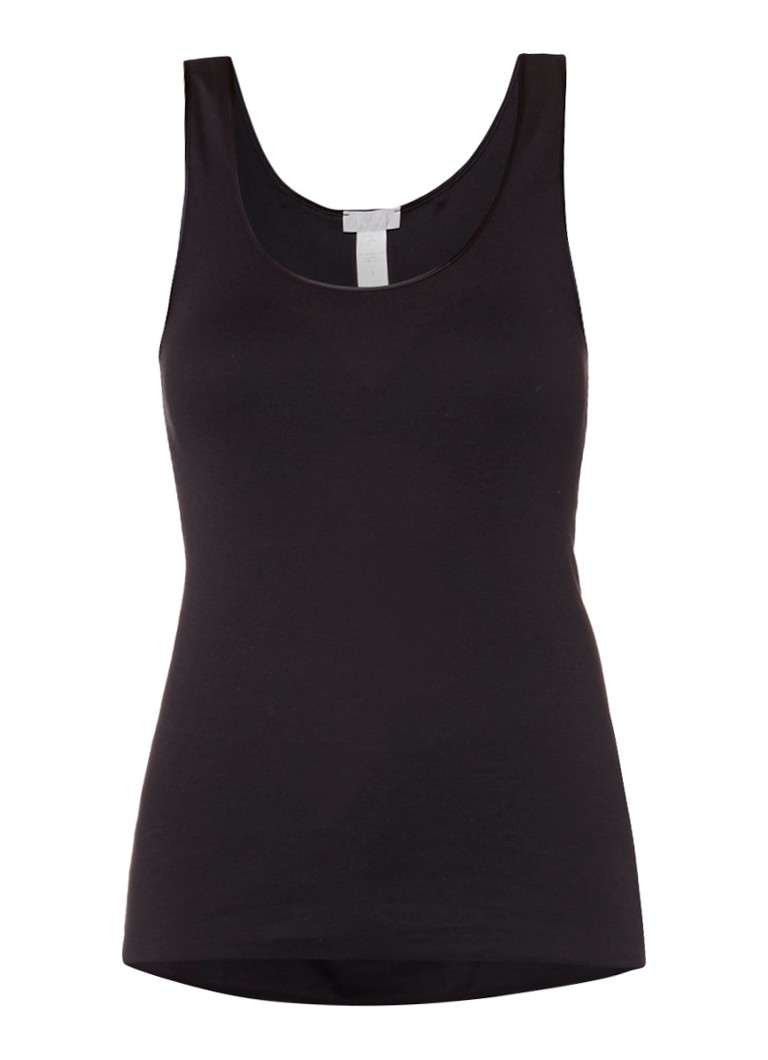 Hanro Dames Naadloos singlet met ronde hals in de kleur Zwart, maat: XL