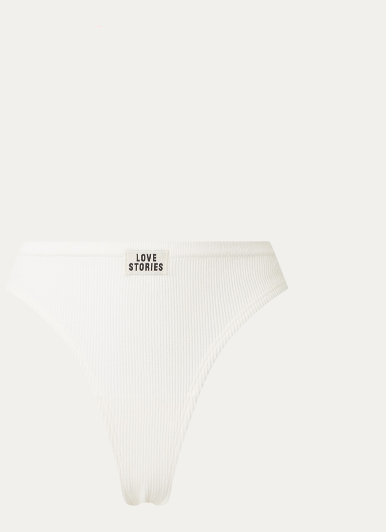 Love Stories Dames Lima string met logo en ribstructuur in de kleur Gebroken wit, maat: XL