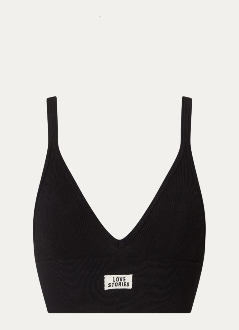 Love Stories Dames Posey ribgebreide bralette met logo in de kleur Zwart, maat: S
