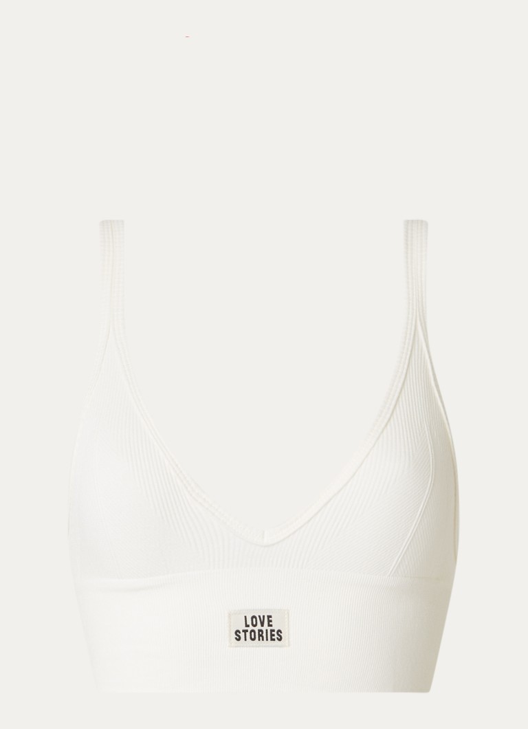 Love Stories Dames Posey ribgebreide bralette met logo in de kleur Gebroken wit, maat: XL