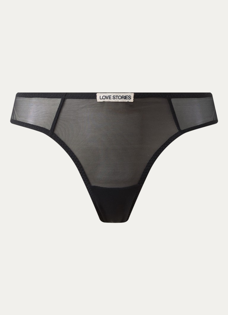Love Stories Dames Carl tanga van mesh met logo in de kleur Zwart, maat: S