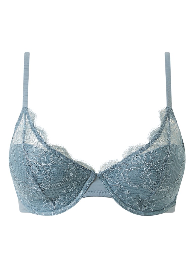Love Stories Dames Gwyneth voorgevormde beugel bh met overlay van kant in de kleur Staalblauw, maat: C75