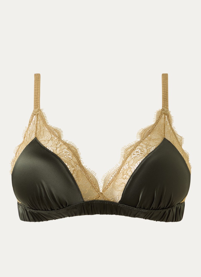 Love Stories Dames Love Lace bralette van satijn met kant in de kleur Donkergroen, maat: C/D75