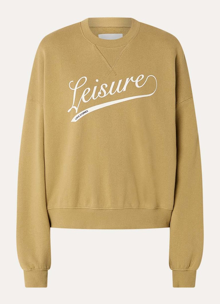 Love Stories Dames Sloane sweater met print in de kleur Lichtbruin, maat: M