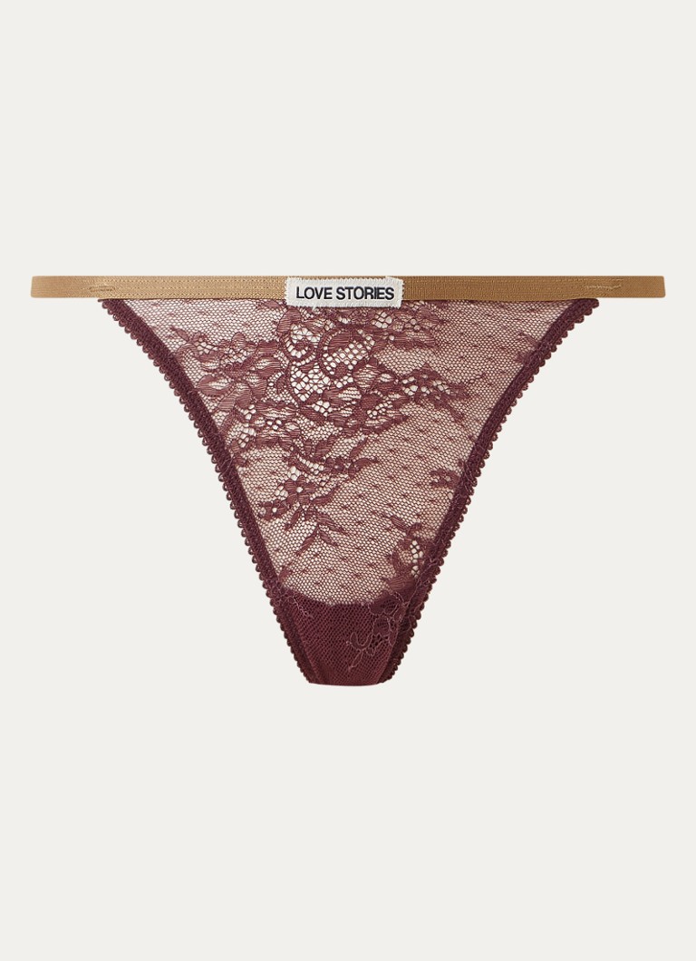 Love Stories Dames Wild Rose tanga van kant in de kleur Bordeauxrood, maat: L