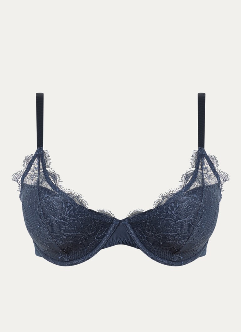 Love Stories Dames Gwyneth voorgevormde beugel bh met overlay van kant in de kleur Donkerblauw, maat: 80B