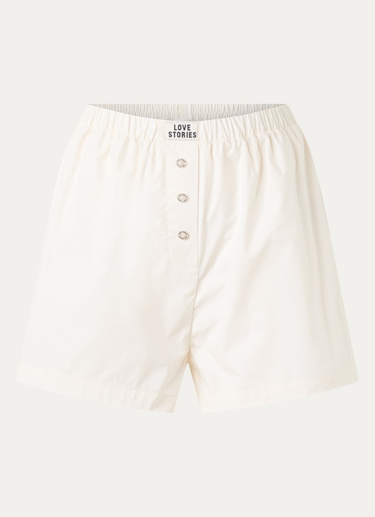 Love Stories Dames James pyjamashorts met logo in de kleur Gebroken wit, maat: XS