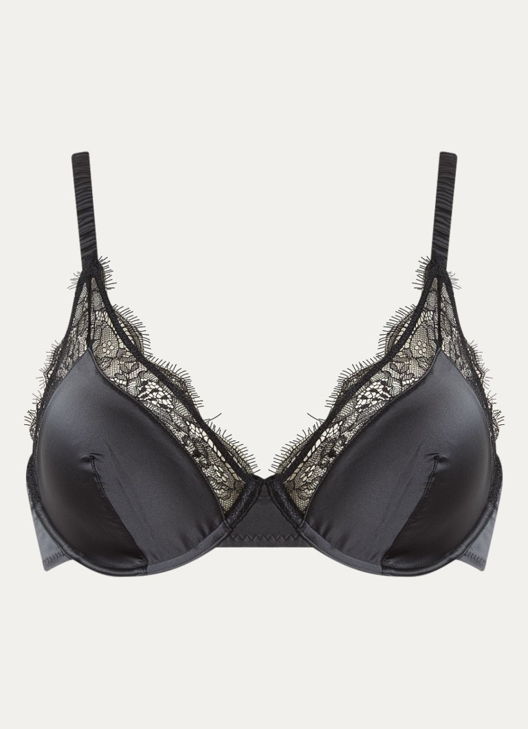 Love Stories Dames Lovely beugel bh van satijn in de kleur Zwart, maat: E80