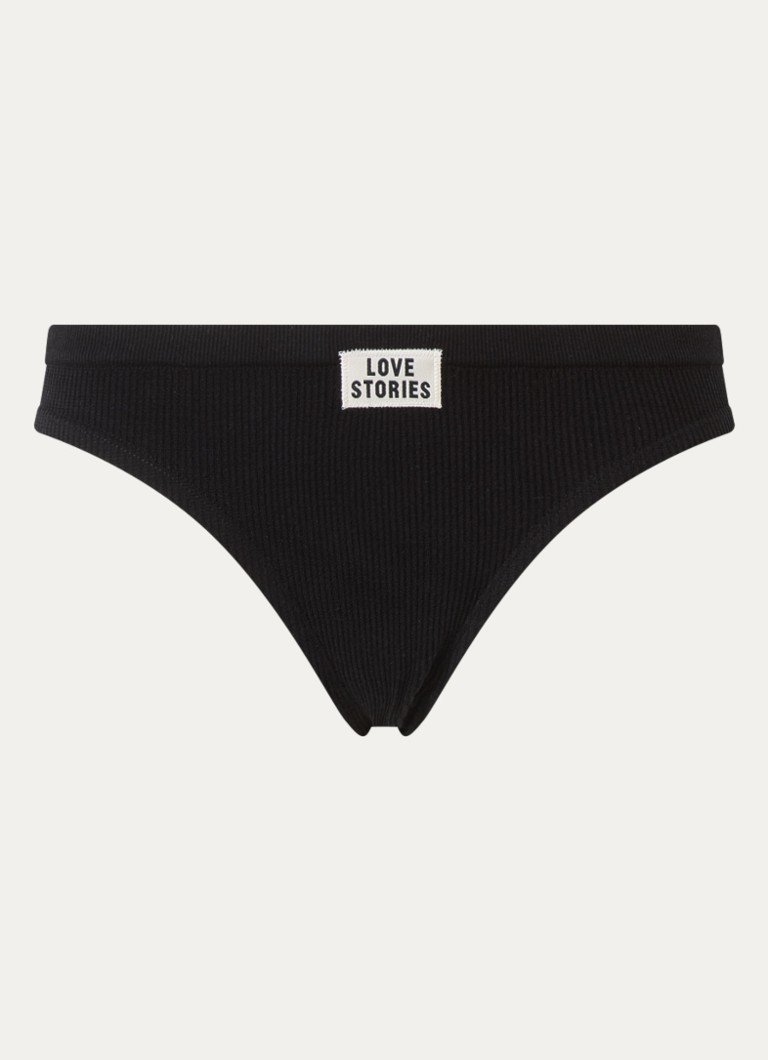 Love Stories Dames Paige slip met ribstructuur in de kleur Zwart, maat: M