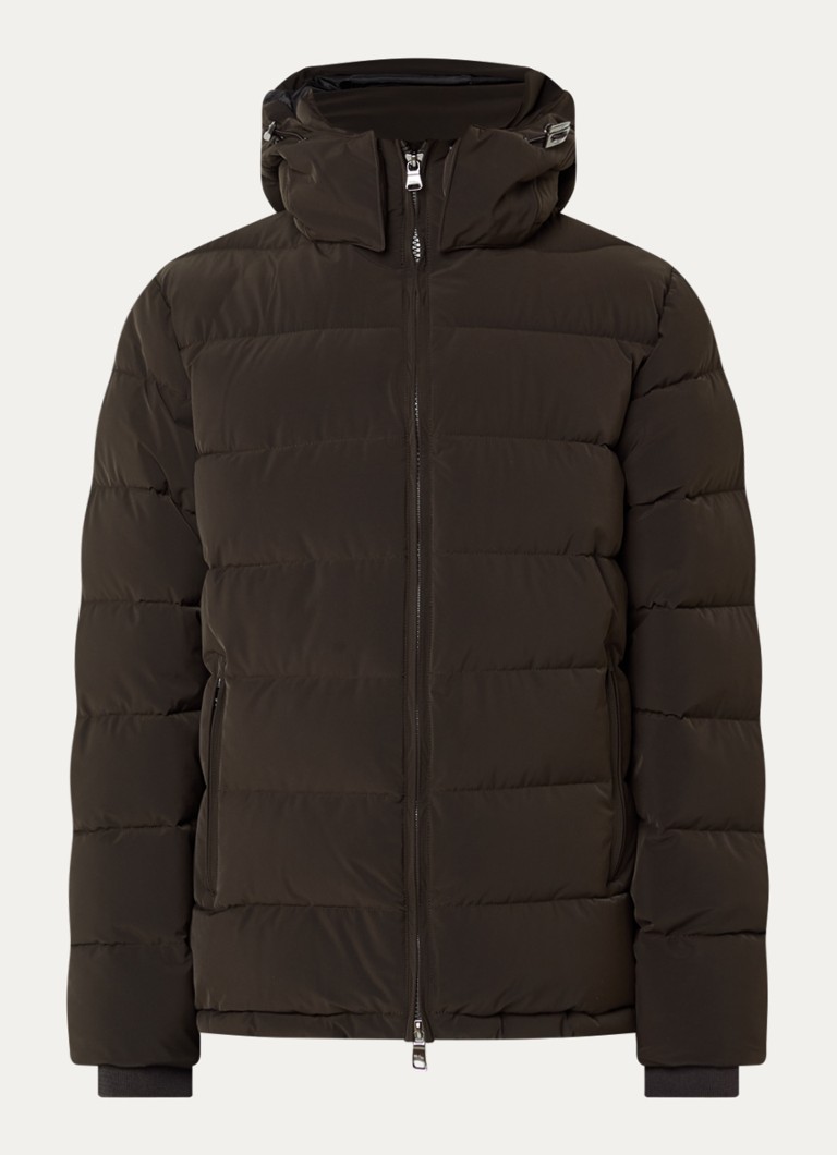 Oscar Jacobson Heren Puffer jack met afneembare capuchon in de kleur Donkerbruin, maat: 46
