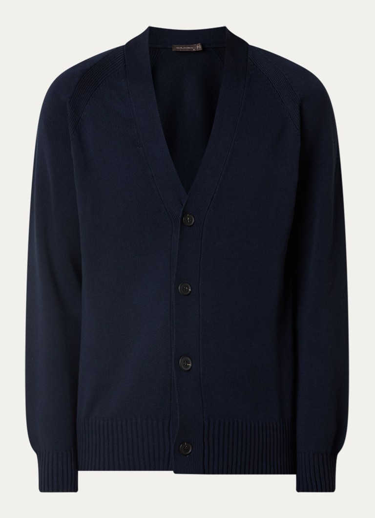 Oscar Jacobson Heren Hover fijngebreid vest met stretch in de kleur Donkerblauw, maat: XL