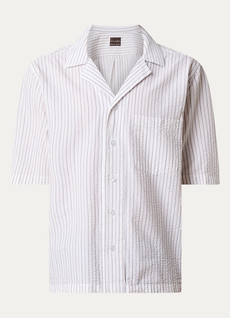 Oscar Jacobson Heren Regular fit overhemd met streepprint en borstzak in de kleur Wit, maat: XL