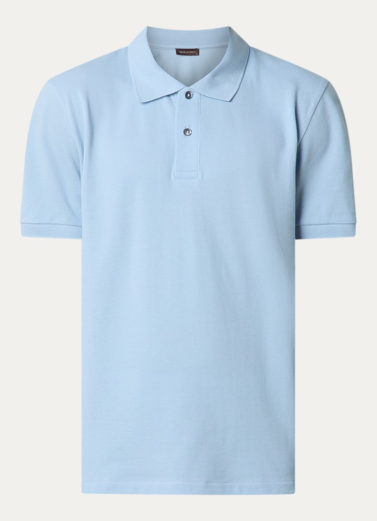 Oscar Jacobson Heren Alex regular fit polo van piqué katoen in de kleur Lichtblauw, maat: S