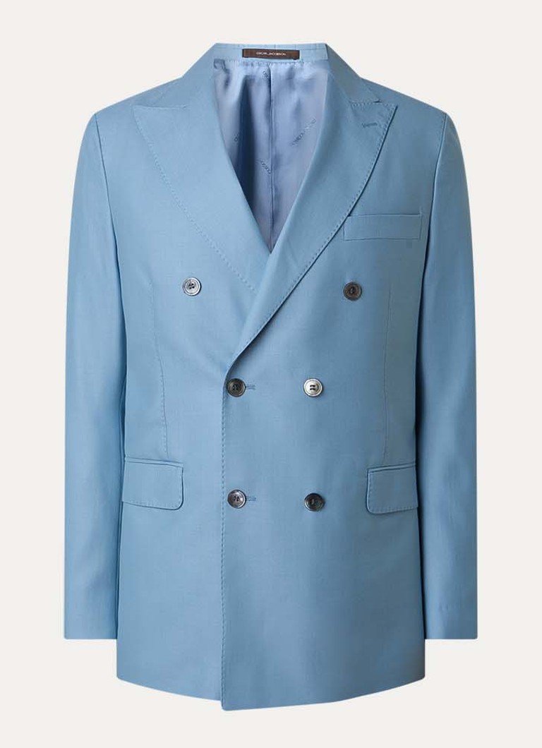 Oscar Jacobson Heren Farris regular fit double-breasted colbert van wol met klepzakken in de kleur Lichtblauw, maat: 54