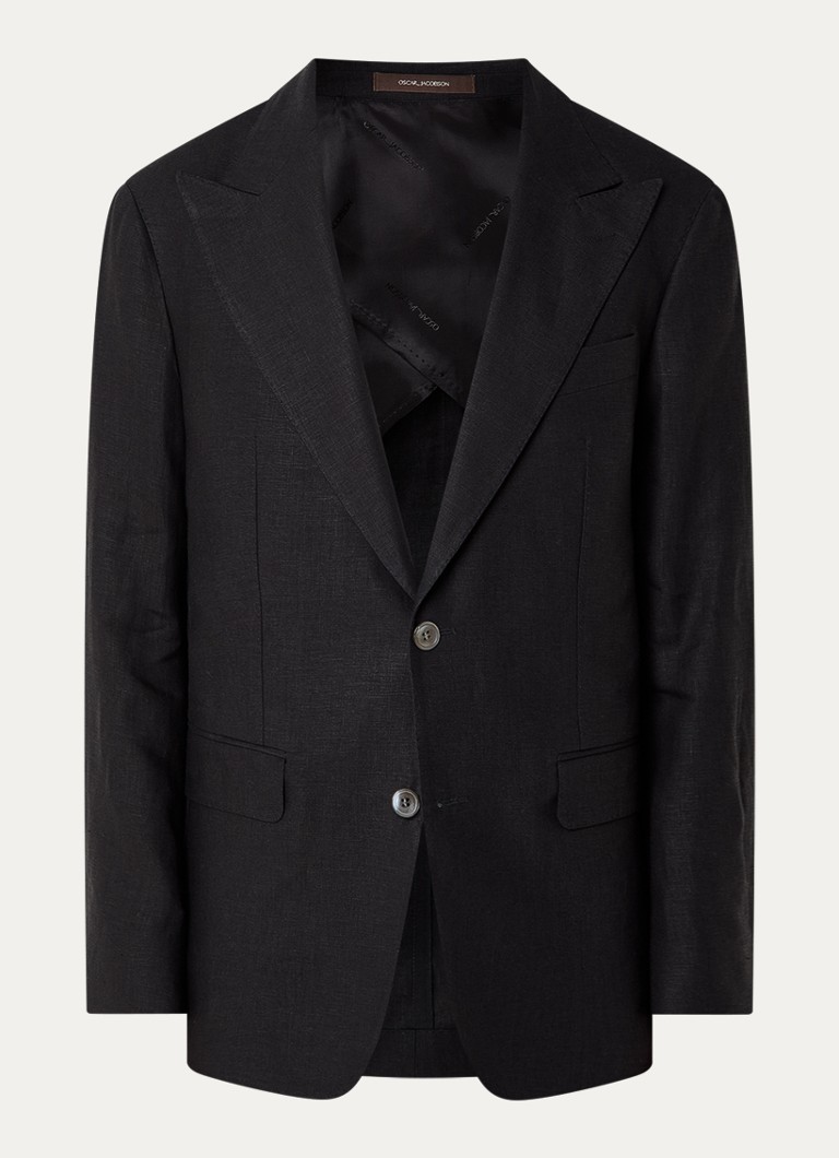 Oscar Jacobson Heren Rufus regular fit colbert met klepzakken in de kleur Zwart, maat: 50
