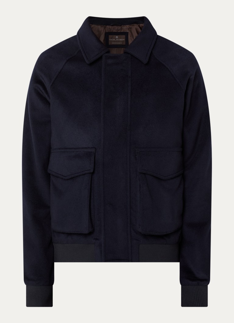 Oscar Jacobson Heren Aviator mantel met opgestikte zakken in de kleur Donkerblauw, maat: 54