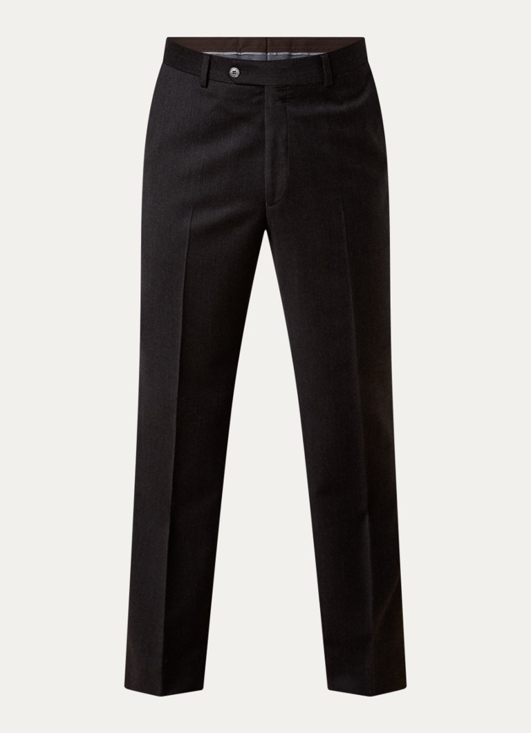 Oscar Jacobson Heren Del straight fit pantalon van wol in de kleur Donkerbruin, maat: 52