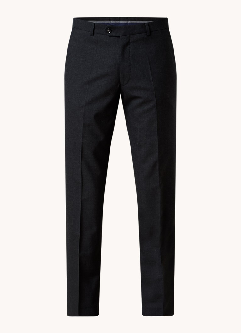Oscar Jacobson Heren Denz slim fit pantalon van wol met steekzakken in de kleur Donkergrijs, maat: 54