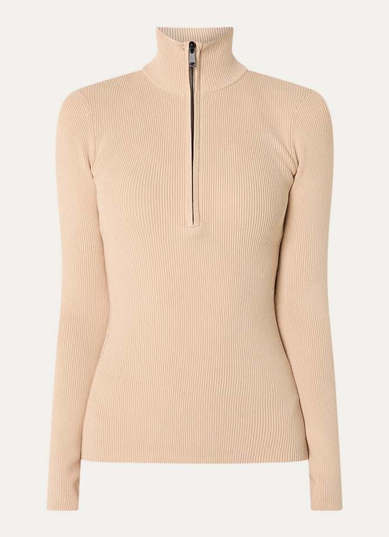 Airforce Dames Ruby ribgebreide skipully met halve rits in de kleur Beige, maat: XS