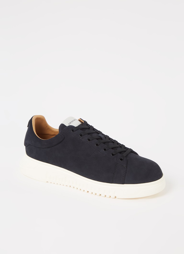 Armani Heren Sneaker van nubuck in de kleur Zwart
