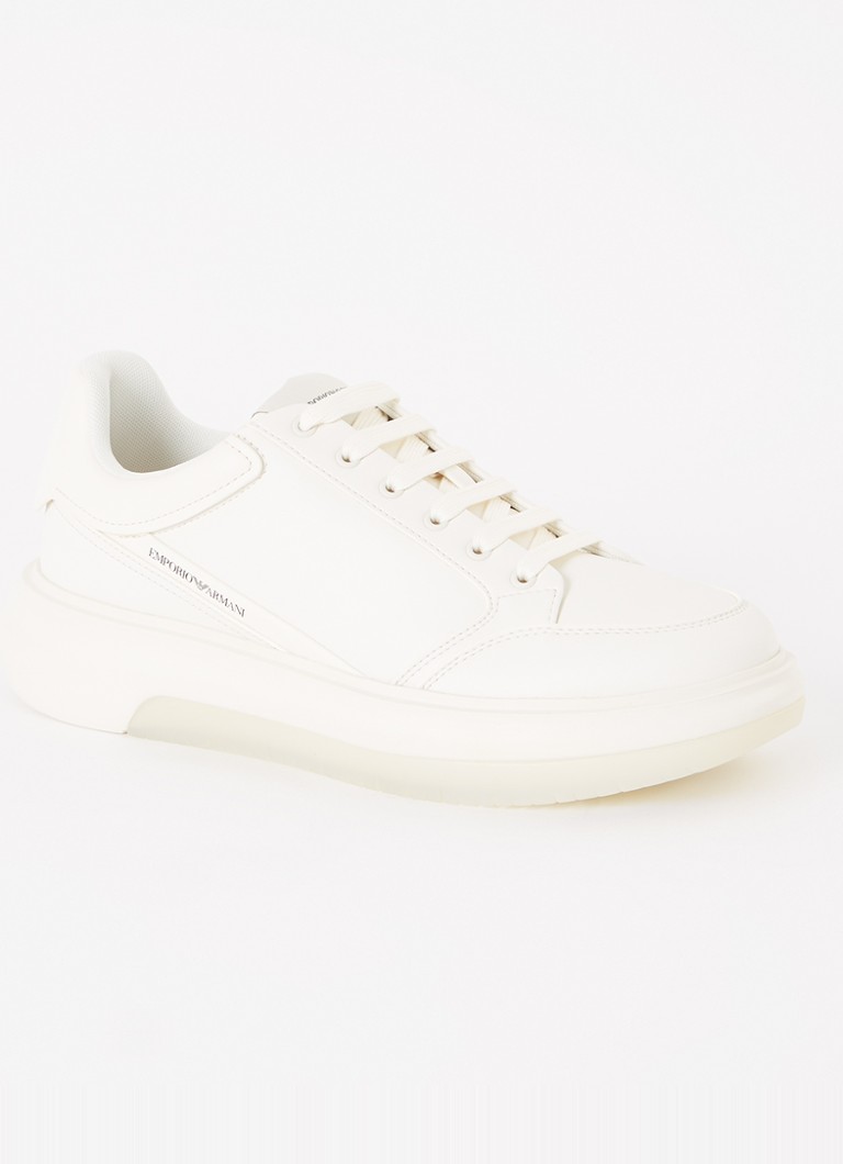 Armani Heren Sneaker van leer met logo in de kleur Wit