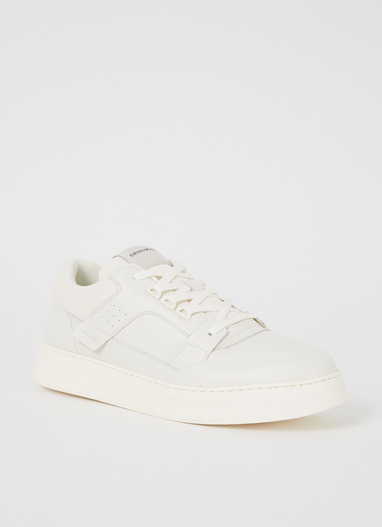 Armani Heren Sneaker van leer in de kleur Gebroken wit