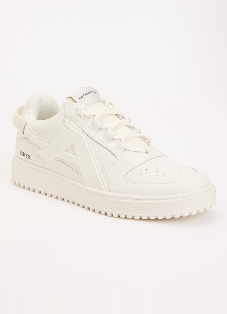 Armani Heren Sneaker van leer met logo in de kleur Wit