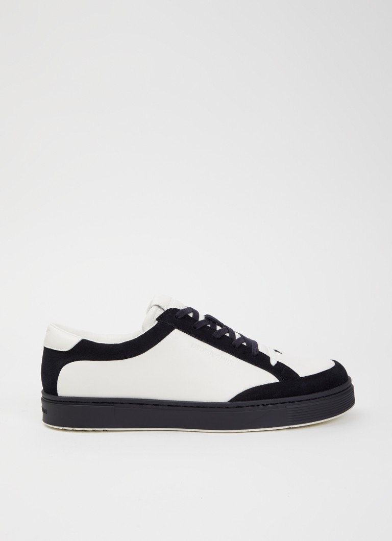Armani Heren Sneaker van leer met details van suède in de kleur Zwart