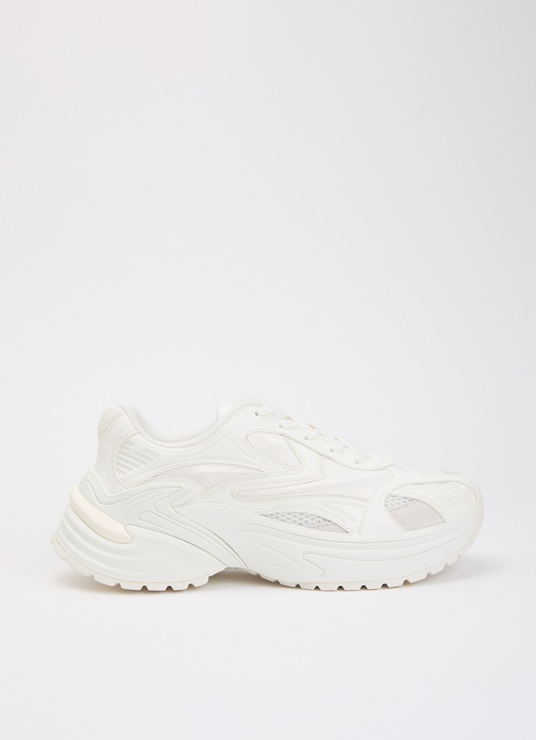 Armani Heren Sneaker van leer met mesh details in de kleur Wit