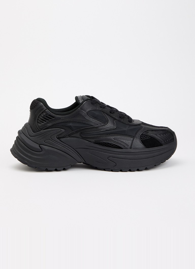 Armani Heren Sneaker van leer met mesh details in de kleur Zwart