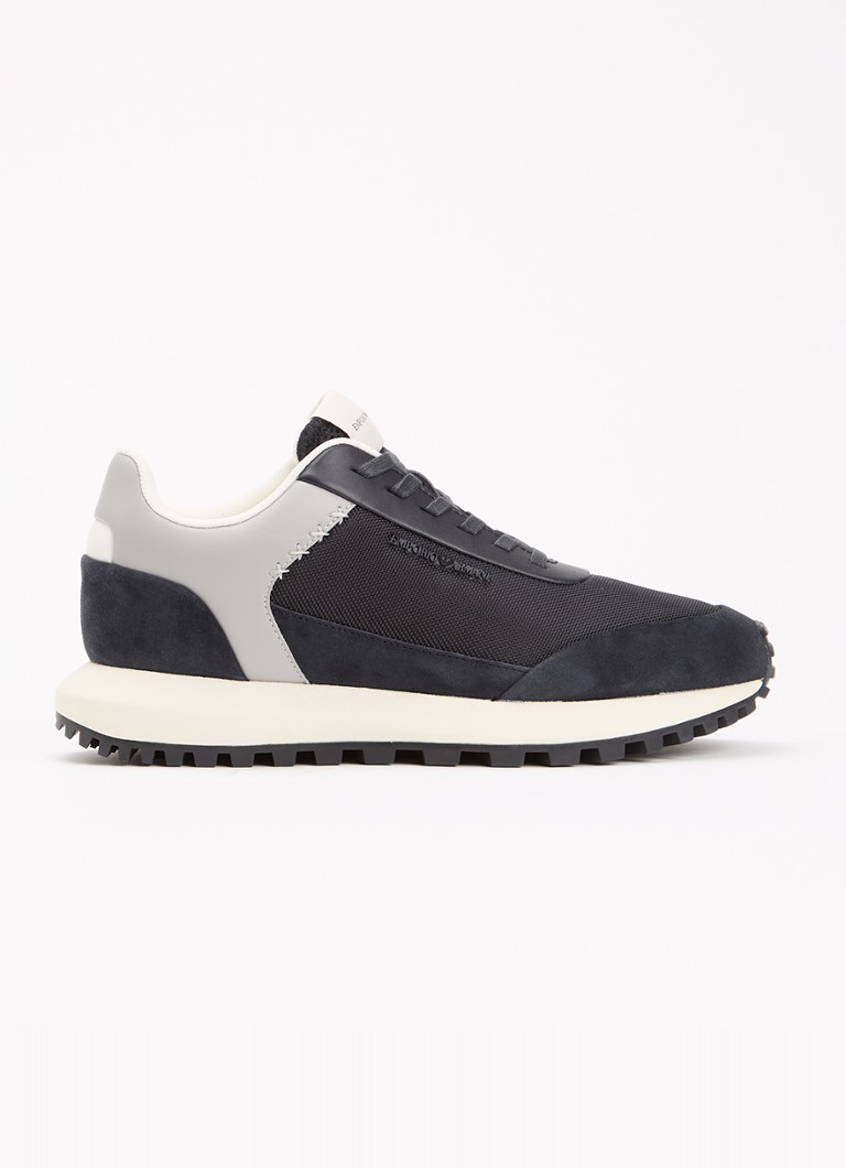 Armani Heren Cordura sneaker met details van suède in de kleur Donkerblauw