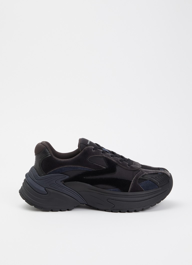 Armani Heren Sneaker van mesh met details van suède in de kleur Zwart