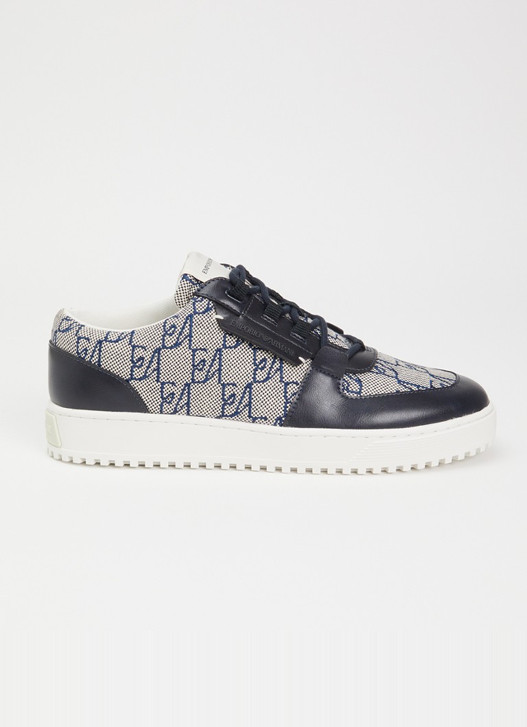 Armani Heren Sneaker met logoprint in de kleur Donkerblauw