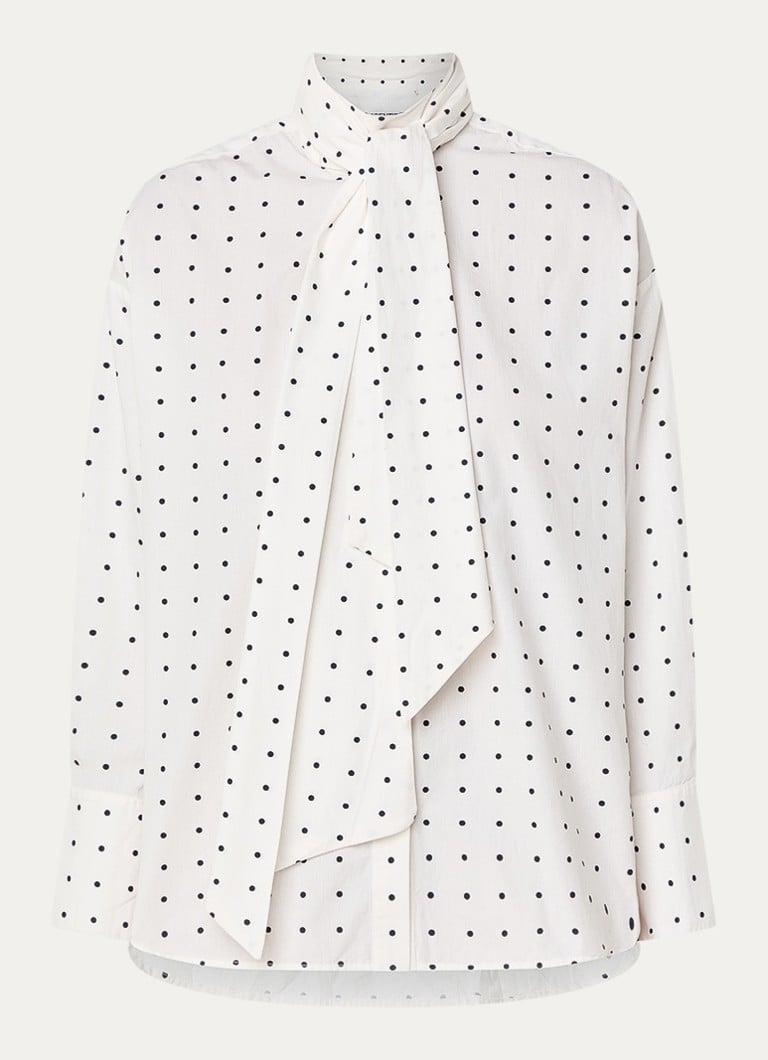 Essentiel Antwerp Dames Imoverit blouse met stippenprint in de kleur Wit