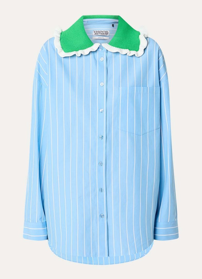 Essentiel Antwerp Dames Joyful blouse met streepprint in de kleur Blauwgrijs