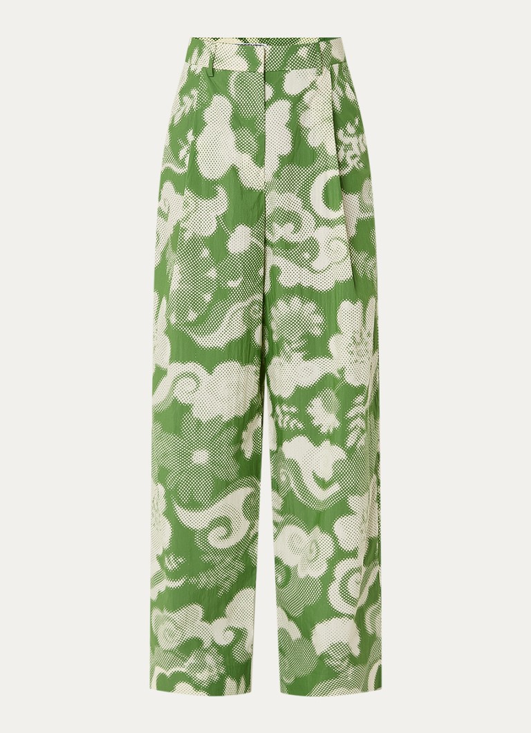 Essentiel Antwerp Dames High waist wide fit palazzo broek met print in de kleur Groen