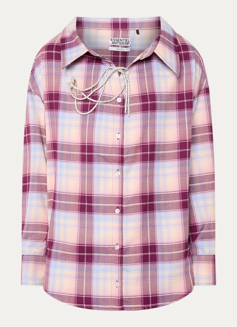 Essentiel Antwerp Dames Jandrew blouse met ruitdessin in de kleur Paars